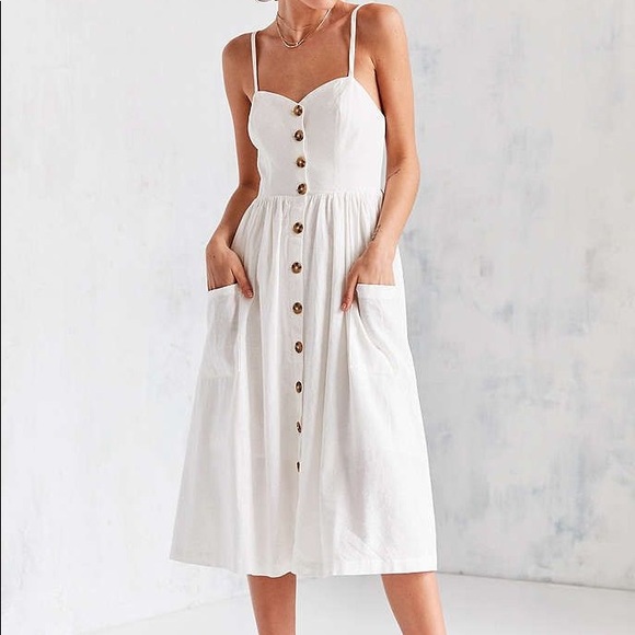 White Linen Button Front Dress Shop, 50 